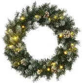 vidaXL Kerstkrans met LED-verlichting, groen, 60 cm, PVC