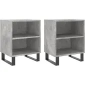 vidaXL Nachtkastjes 2 st 40x30x50 cm bewerkt hout betongrijs