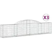 vidaXL Schanskorven 3 st gewelfd 300x30x60/80 cm gegalvaniseerd ijzer