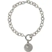 My Bendel - Zilverkleurige Schakelarmband met Munt Bedel - Zilverkleurige Schakelarmband met Munt Hanger - met Luxe Cadeauverpakking | Sieraden Voor Dames