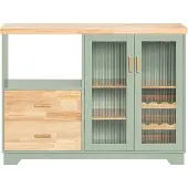 SoBuy Buffet Cuisine 120 cm Vert avec Micro-Ondes