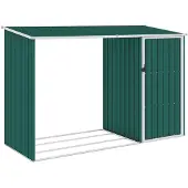vidaXL Brandhoutschuur 245x98x159 cm gegalvaniseerd staal groen