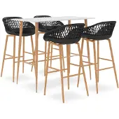 vidaXL 5-delige Barset wit en zwart