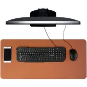 Ivol Bureau onderlegger / bureaumat 40x85 cm - PU leer - Cognac