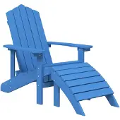 vidaXL Adirondack-tuinstoel met voetsteun, HDPE, aquablauw