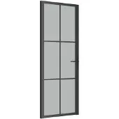 vidaXL Binnendeur 76x201,5 cm matglas en aluminium zwart