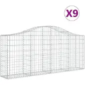 vidaXL Schanskorven 9 st gewelfd 200x30x80/100 cm gegalvaniseerd ijzer