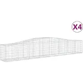 vidaXL Gabionen met boogvorm, 4 stuks, 400x50x60/80 cm, verzinkt staal