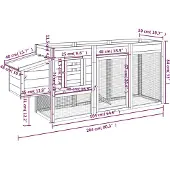vidaXL Kippenhok 204x50x84 cm massief grenenhout grijs