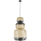Forestier Hanglampe , Bamboo, dimbare, Zwart, Woonkamer, Bamboe, Designer
