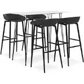 vidaXL 5-delige Barset wit en zwart