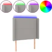 vidaXL Hoofdbord LED 103x16x118/128 cm stof lichtgrijs