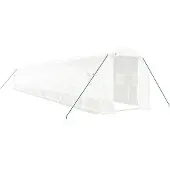 vidaXL Tuinkas met stalen frame 28 m² 14x2x2 m wit