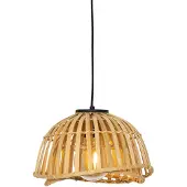 QAZQA Oosterse hanglamp zwart met naturel bamboe 30 cm - Pua