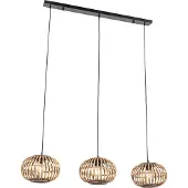 QAZQA Oosterse hanglamp bamboe 3-lichts langwerpig - Amira