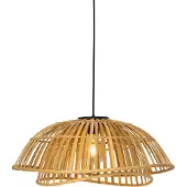 QAZQA Oosterse hanglamp zwart met naturel bamboe 62 cm - Pua