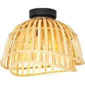 QAZQA Oosterse plafondlamp zwart met naturel bamboe 30 cm - Pua