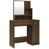 vidaXL Kaptafel met spiegel 86,5x35x136 cm bruin eikenkleur