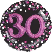 Amscan Folieballon sparkling pink 3D 30 (81cm) (pink, wit, zwart)