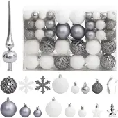 vidaXL 111-delige Kerstballenset polystyreen wit en grijs