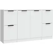 vidaXL Dressoirs 3 st bewerkt hout wit