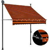 vidaXL Luifel handmatig uitschuifbaar met LED 150 cm oranje en bruin