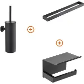 Guido Gusto Toilet accessoires set Mat zwart design met beugel