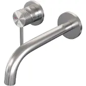 Brauer Inbouw wastafelmengkraan brushed carving coldstart gebogen uitloop ronde hendel links geborsteld rvs pvd met rozetten