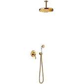 Tres Regendoucheset clasic mengkraan plafondarm incl. Handdouche goud