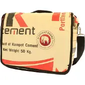 Morethanhip - Enkele fietstas / laptop messenger van gerecyclede cementzakken - Vannak Olifant - 39 × 30 × 13 cm