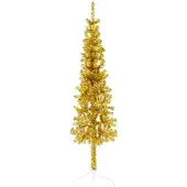 vidaXL Kunstkerstboom half met standaard smal 150 cm goudkleurig
