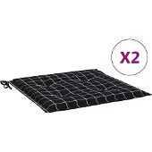 vidaXL Tuinstoelkussens 2 st ruitpatroon 40x40x4 cm stof zwart