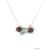 Heaven Eleven dames Ketting ballchain - wishbone-turkoois kruisje - bruin peace