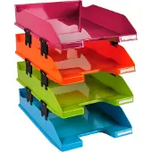Exacompta Plastic Table Tray Harlequin Set Of 4 Units Assorted Transparant Kinderen