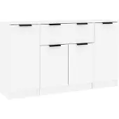 vidaXL Dressoirs 3 st bewerkt hout wit