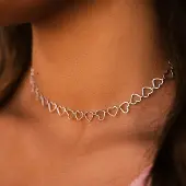 Pura Vida - HEART CHAIN CHOKER- zilver