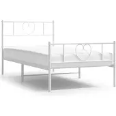 vidaXL Bedframe met hoofd- en voeteneinde metaal wit 90x190 cm