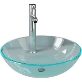 vidaXL Wastafel met kraan en pop-up afvoer gehard glas transparant