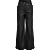 ONLY imitatieleren high waist wide leg broek ONLHOPE-MADY zwart female | Maat: S-32