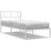 vidaXL Bedframe met hoofdbord metaal wit 90x200 cm