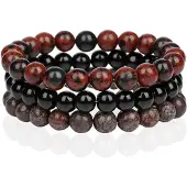 Memphis Stacked Heren Armbanden set - 8mm Brown-21cm