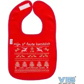 Vib - Slabbetje Luxe velours - Mijn 1e foute kerstslab Rood - Babykleertjes - Slabbetjes - zwangerschap aankondiging - baby aankondiging