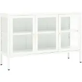 vidaXL Dressoir 105x35x70 cm staal en glas wit