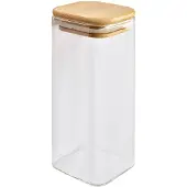 Clayre & Eef Voorraadpot 6x6x15 cm Transparant Glas Voorraadbus Transparant Voorraadbus