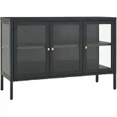 vidaXL Dressoir 105x35x70 cm staal en glas antracietkleurig
