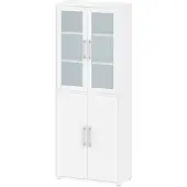 Hioshop Prisme kantoorbenodigdheden 2 glazen deuren, 2 deuren wit.