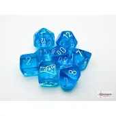 Chessex Translucent Polyhedral Tropical Blue/white Dobbelsteen Set (7 stuks + 1 bonus)