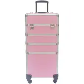 Vdd Visagie make up koffer cosmetica kappers trolley beauty case 4 in 1 Roze