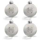Yoursurprise Kerstbal met naam - Zilver - 4 stuks