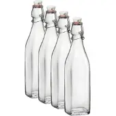 Bormioli Rocco 6x Beugelflessen/weckflessen transparant 1 liter vierkant -